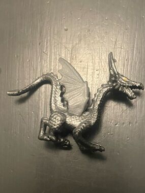 Silver Dragon Reptile Figurine toy small figure pretend play trinket charm